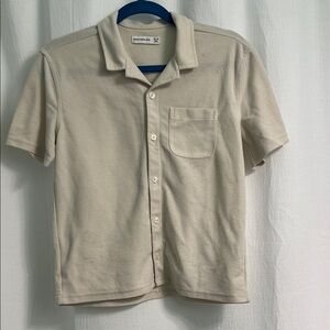 Abercrombie Kids Beige Short Sleeve Button Front Shirt Size 13/14